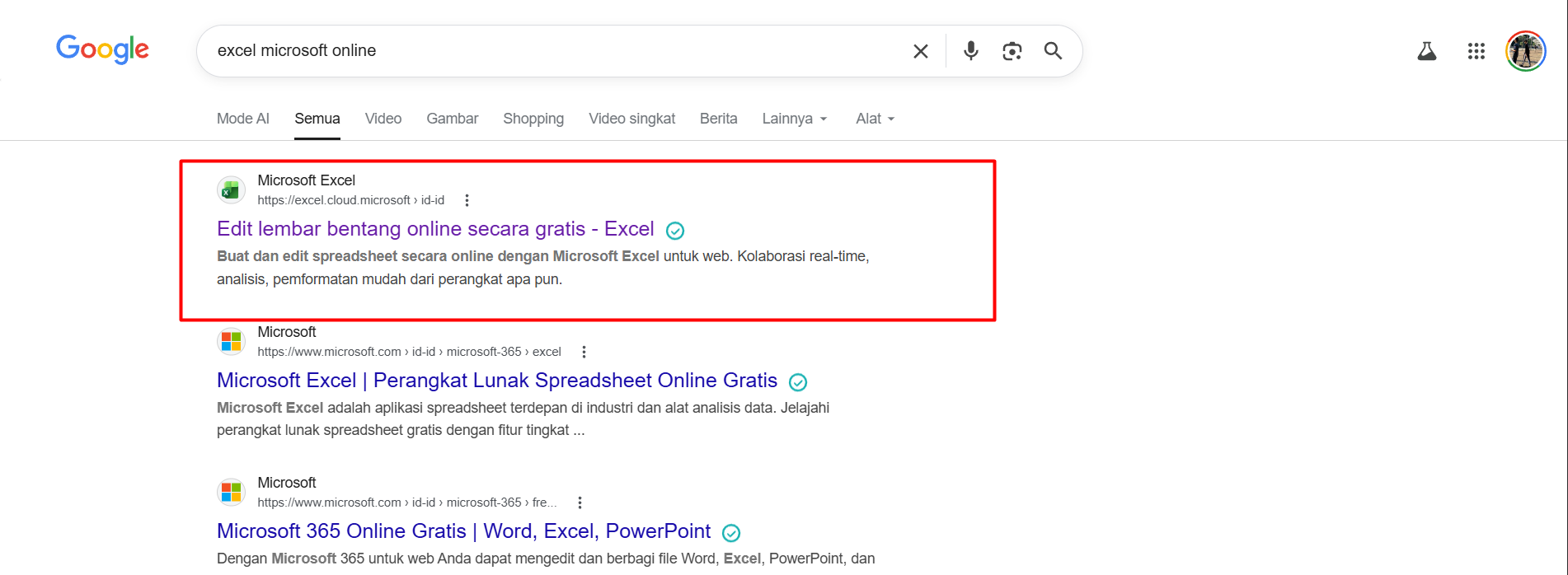 Hasil pencarian Google untuk Microsoft Excel Online