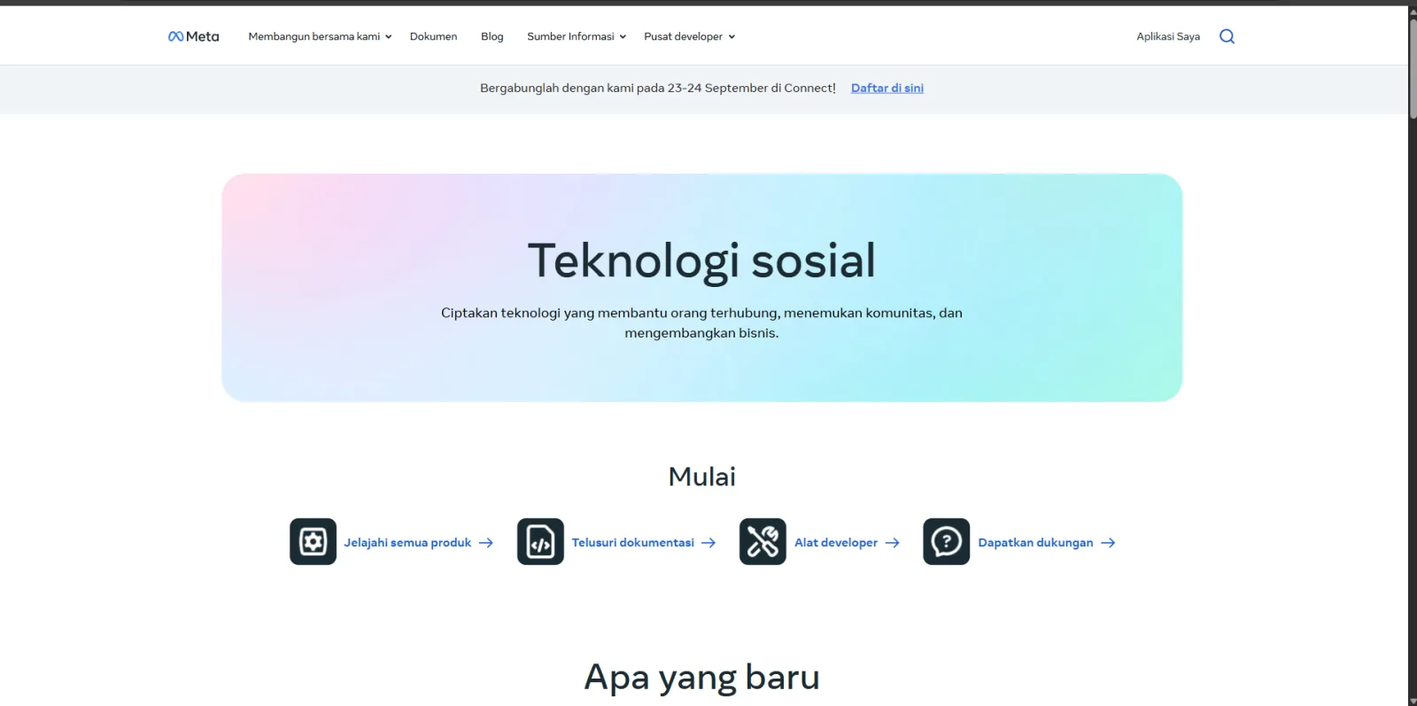 Halaman utama Meta for Developers